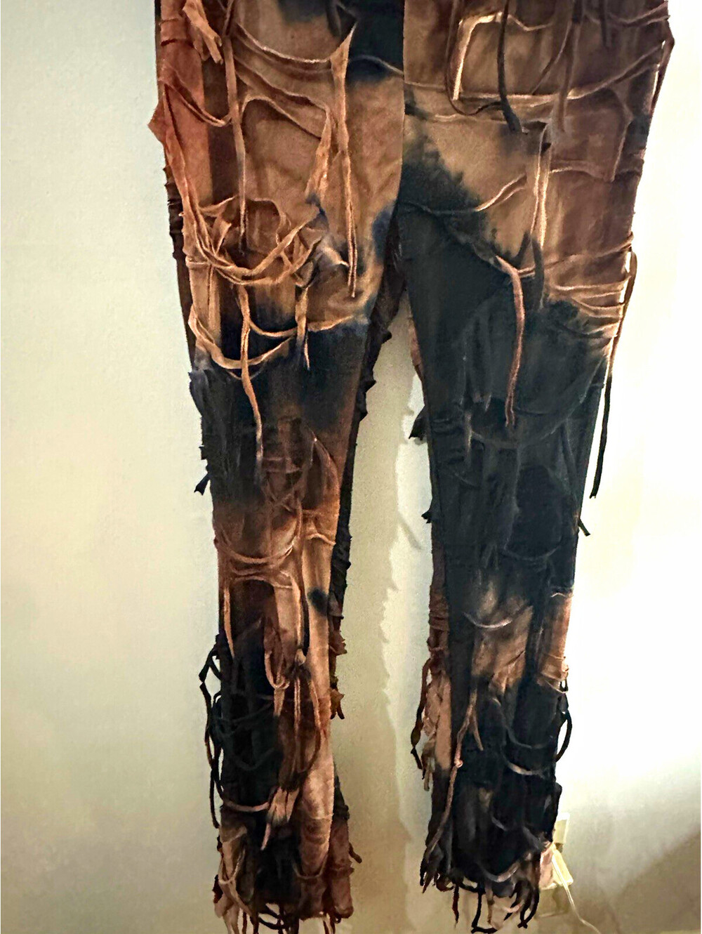Fashion Nova Shredded Distressed Tie Dye Stacked Pants Size XL Halloween Grunge